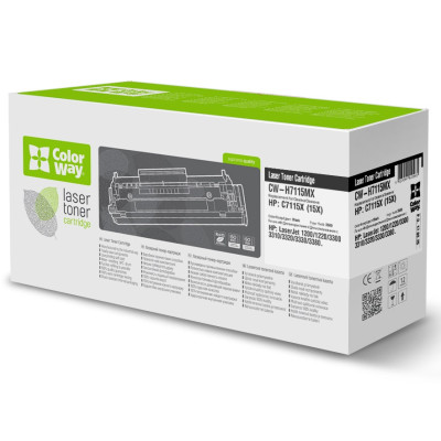 Картридж HP 15X (C7115X), Black, LJ 1000/1005/1200/1220/3300/3380, 3500 стор, ColorWay (CW-H7115MX)