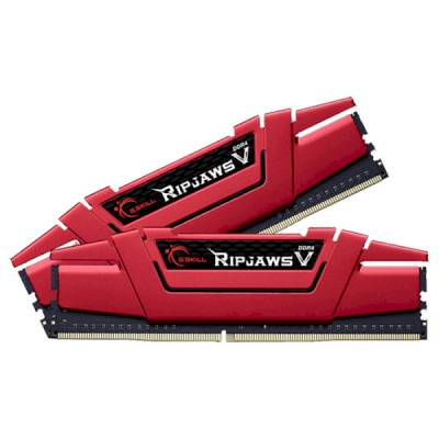 Пам'ять 8Gb x 2 (16Gb Kit) DDR4, 3600 MHz, G.Skill Ripjaws V, Red, 19-20-20-40, 1.35V, з радіатором (F4-3600C19D-16GVRB)
