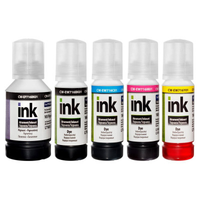 Комплект чорнил ColorWay Epson L7160/L7180, BKP/BK/C/M/Y, 1x140, 4x70 мл (CW-EP716/EW716SET01)