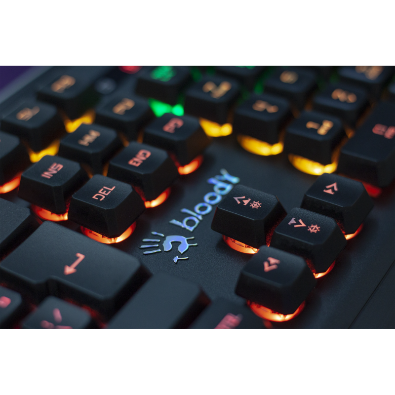 Клавіатура A4Tech Bloody B150N Black, USB, ігрова, неонове підсвічування, ефекти "хвиля" і "дихання"