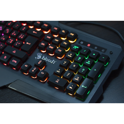 Клавіатура A4Tech Bloody B150N Black, USB, ігрова, неонове підсвічування, ефекти `хвиля` і `дихання`