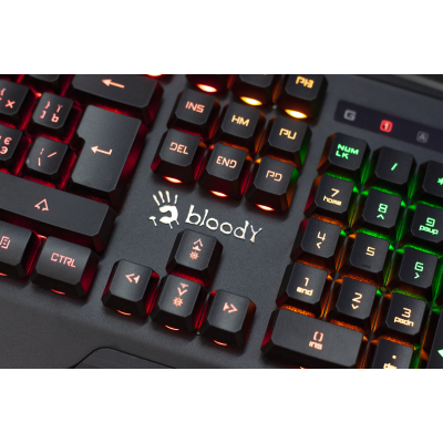 Клавіатура A4Tech Bloody B150N Black, USB, ігрова, неонове підсвічування, ефекти `хвиля` і `дихання`