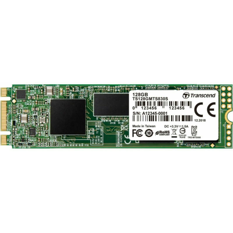 Твердотільний накопичувач M.2 128Gb, Transcend MTS830S, SATA3, 3D TLC, 560/510 MB/s (TS128GMTS830S)