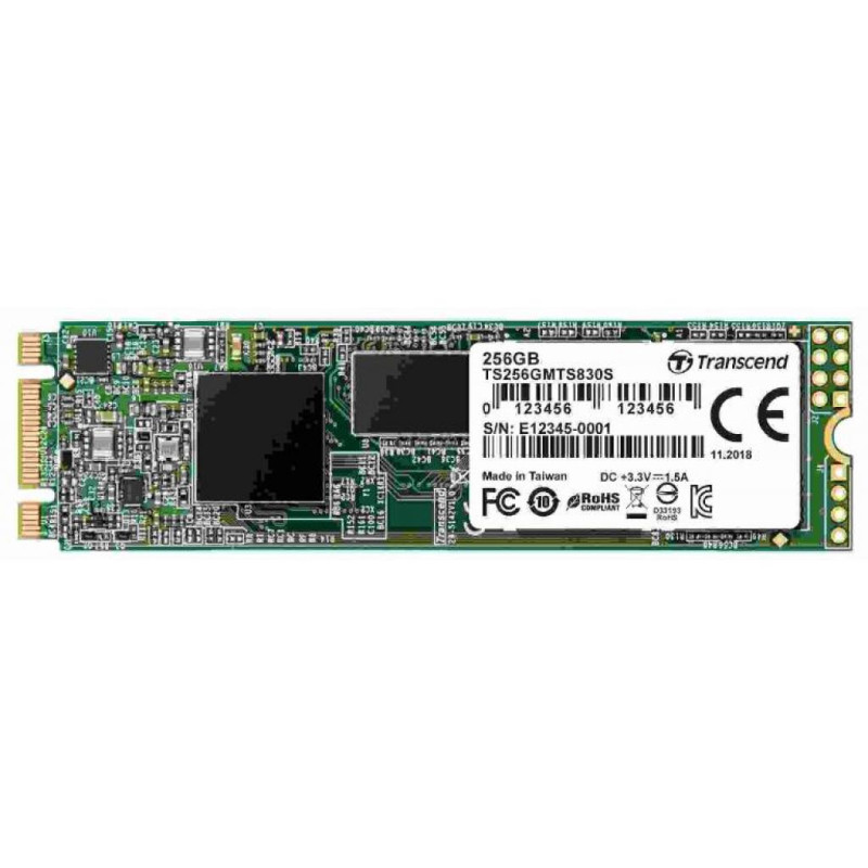 Твердотільний накопичувач M.2 256Gb, Transcend MTS830S, SATA3, 3D TLC, 560/510 MB/s (TS256GMTS830S)