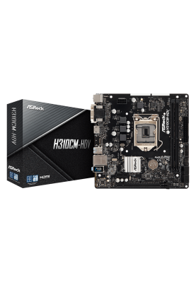 Мат.плата 1151 (H310) AsRock H310CM-HDV, H310, 2xDDR4, Int.Video(CPU), 4xSATA3, 1xPCI-E 16x 3.0, 1xPCI-E 1x 2.0, ALC887, RTL8111H, 4xUSB3.1/6xUSB2.0, VGA/DVI-D/HDMI, mATX