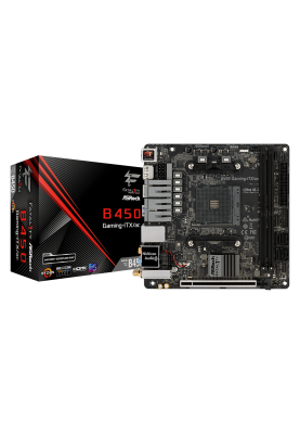 Мат.плата AM4 (B450) AsRock Fatal1ty B450 Gaming-ITX/ac, B450, 2xDDR4, Int.Video(CPU), 4xSATA3, 1xM.2, 1xPCI-E 16x 3.0, ALC1220, I211AT, WiFi ac, Bluetooth, 6xUSB3.1/4xUSB2.0, HDMI/DP, Mini-ITX