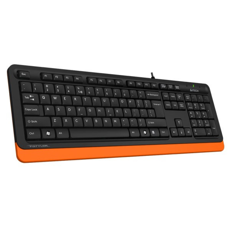 Клавіатура A4tech Fstyler FK10, Sleek MMedia Comfort, USB, Black+Orange, (US+Ukrainian+Russian)