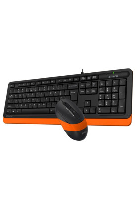 Комплект A4Tech Fstyler Sleek Multimedia Comfort F1010, Black/Orange, клавіатура+миша, USB (F1010-BO)
