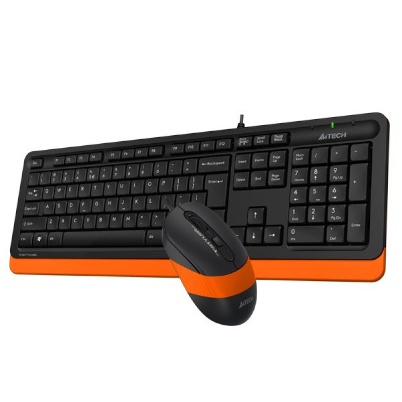 Комплект A4Tech Fstyler Sleek Multimedia Comfort F1010, Black/Orange, клавіатура+миша, USB (F1010-BO)