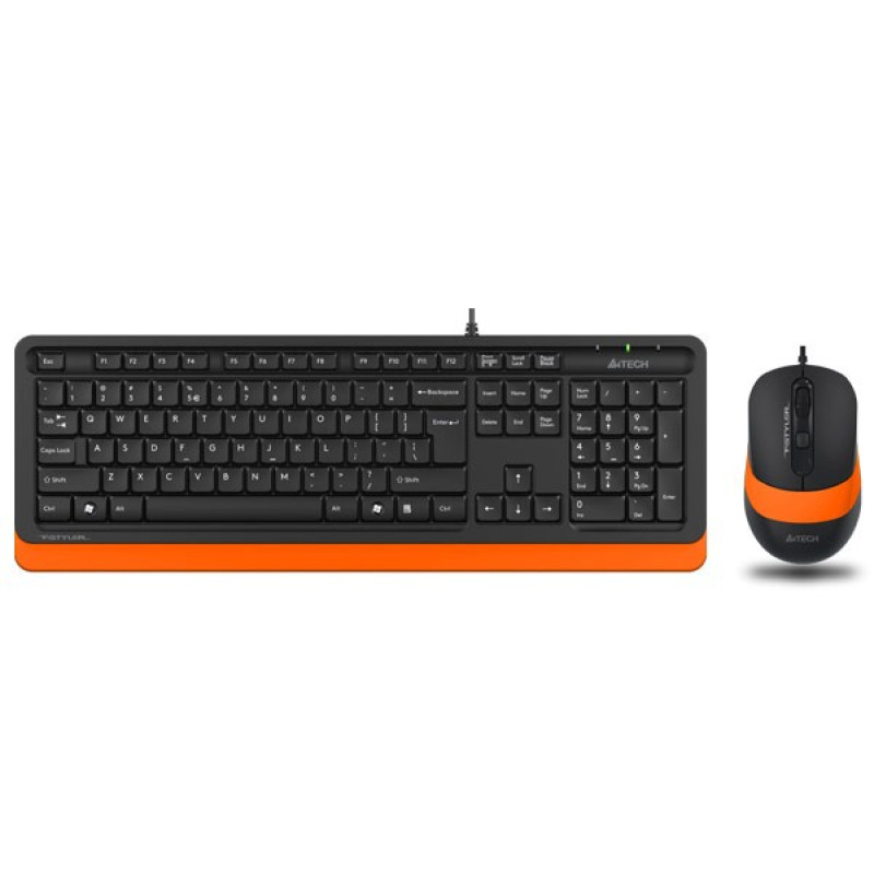 Комплект A4Tech Fstyler Sleek Multimedia Comfort F1010, Black/Orange, клавіатура+миша, USB (F1010-BO)