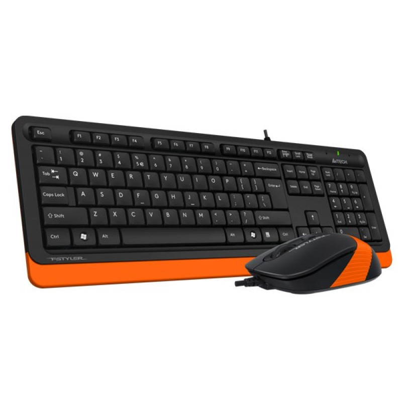 Комплект A4Tech Fstyler Sleek Multimedia Comfort F1010, Black/Orange, клавіатура+миша, USB (F1010-BO)