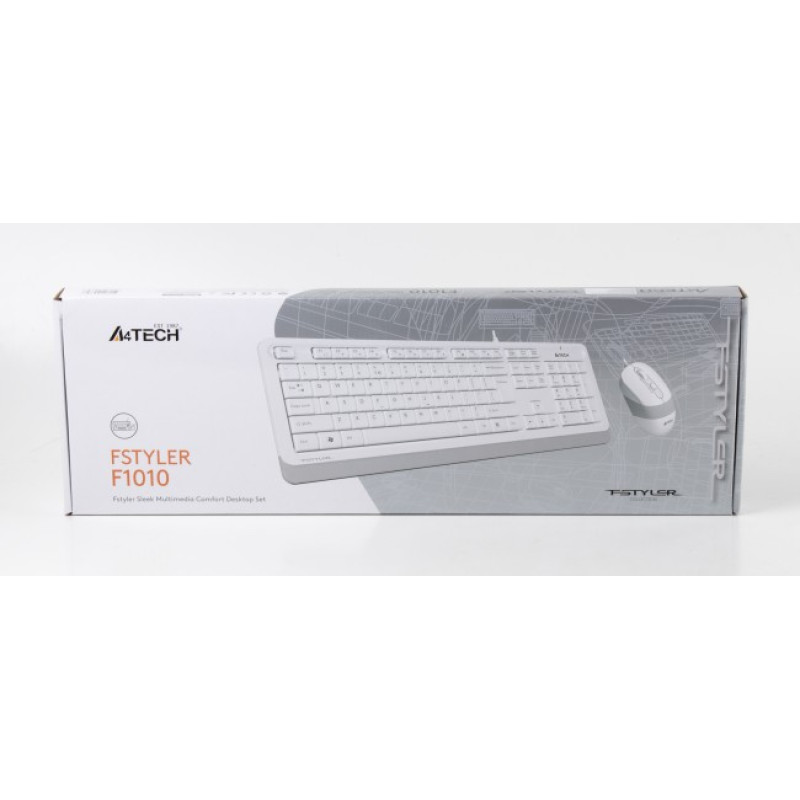 Комплект A4Tech Fstyler Sleek Multimedia Comfort F1010, White, клавіатура+миша, USB