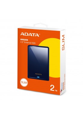 Зовнішній жорсткий диск 2Tb ADATA HV620S "Slim", Dark Blue, 2.5", USB 3.2 (AHV620S-2TU31-CBL)