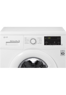 Пральна машина LG FH0J3NDN0 White, 1000 об/хв, 6 кг, інверторний прямий привід, 10 програм прання, 85х60х44 см