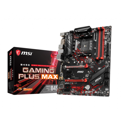 Материнська плата AM4 (B450) MSI B450 GAMING PLUS MAX, B450, 4xDDR4, CrossFire, Int.Video(CPU), 6xSATA3, 1xM.2, 1xPCI-E 16x 3.0, 1xPCI-E 16x 2.0, 4xPCI-E 1x 2.0, ALC892, RTL8111H, 6xUSB3.1/6xUSB2.0, DVI-D/HDMI, ATX