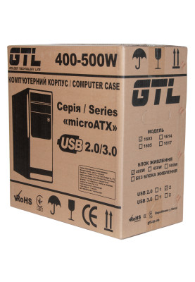 Корпус GTL 1603+ Black, 400 Вт, Mini Tower, Micro ATX/Mini ITX, 2xUSB 2.0, 1x120 мм, 0.4 мм, 315x165x350 мм, 3.3 кг