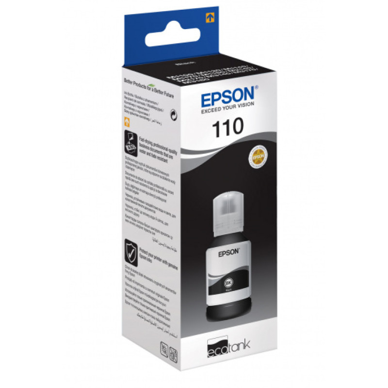 Чорнило Epson 110, Black, для M1100/M1120/M1140/M1170/M2140/M2170/M3140/M3170, 120 мл, пігментне (C13T03P14A)