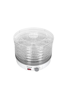 Сушарка овочів та фруктів Ardesto FDB-5320 White, 245W, керування механічне, 5 лотків, висота сушильного піддону 3см, діаметр 32см, прозора кришка, прозорі піддони