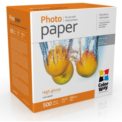 Фотопапір ColorWay, глянсовий, A6 (10х15), 260 г/м², 500 арк (PG2605004R)