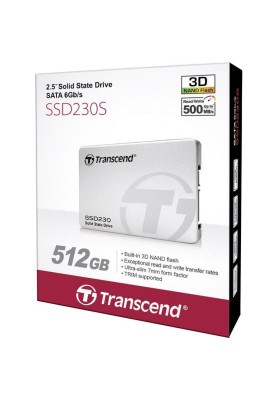 Твердотільний накопичувач 512Gb, Transcend SSD230S, SATA3, 2.5", 3D TLC, 560/520 MB/s (TS512GSSD230S)