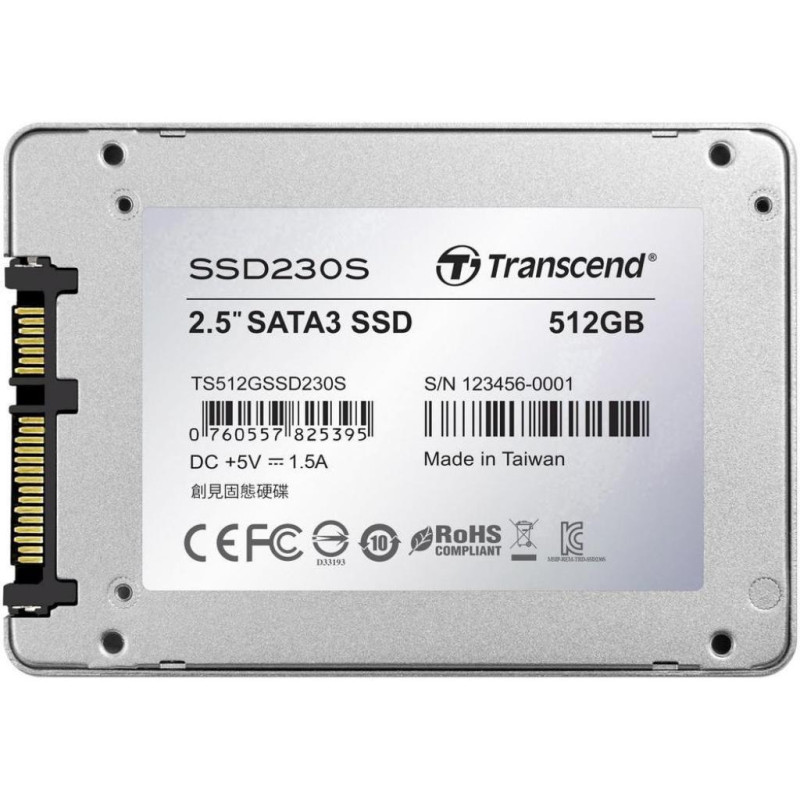 Твердотільний накопичувач 512Gb, Transcend SSD230S, SATA3, 2.5", 3D TLC, 560/520 MB/s (TS512GSSD230S)
