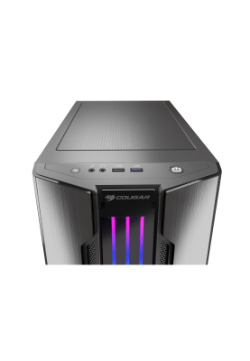 Корпус Cougar Gemini M Iron Gray, Mini Tower, без БЖ, Mini ITX/Micro ATX, 2x3.5"/4x2.5", 1xUSB 2.0, 1xUSB 3.0, підсвітка Trelux RGB, Glass Wings бічна панель