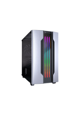 Корпус Cougar Gemini M Silver, Mini Tower, без БЖ, Mini ITX/Micro ATX, 2x3.5"/4x2.5", 1xUSB 2.0, 1xUSB 3.0, підсвітка Trelux RGB, Glass Wings бічна панель