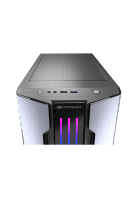 Корпус Cougar Gemini M Silver, Mini Tower, без БЖ, Mini ITX/Micro ATX, 2x3.5"/4x2.5", 1xUSB 2.0, 1xUSB 3.0, підсвітка Trelux RGB, Glass Wings бічна панель