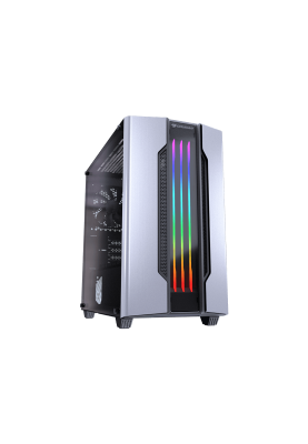 Корпус Cougar Gemini M Silver, Mini Tower, без БЖ, Mini ITX/Micro ATX, 2x3.5"/4x2.5", 1xUSB 2.0, 1xUSB 3.0, підсвітка Trelux RGB, Glass Wings бічна панель