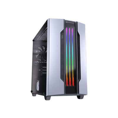 Корпус Cougar Gemini M Silver, Mini Tower, без БЖ, Mini ITX/Micro ATX, 2x3.5"/4x2.5", 1xUSB 2.0, 1xUSB 3.0, підсвітка Trelux RGB, Glass Wings бічна панель