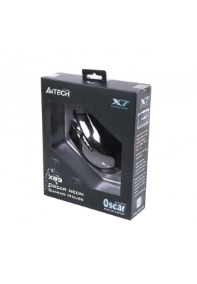 Миша A4Tech X89 Game Oscar Neon mouse Black, Optical, USB, 2400 dpi, Gaming X7, кабель 1,8 м
