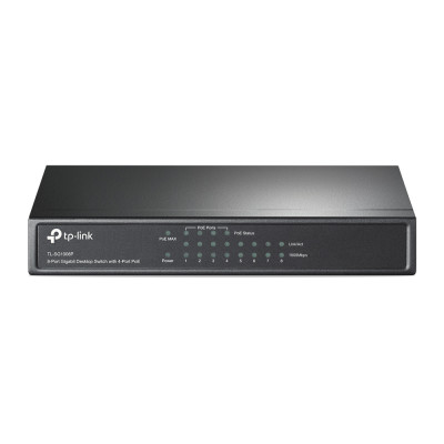 Комутатор TP-LINK TL-SG1008P, 8x100/1000 Mb/s, PoE 65.2W, металевий корпус, некерований