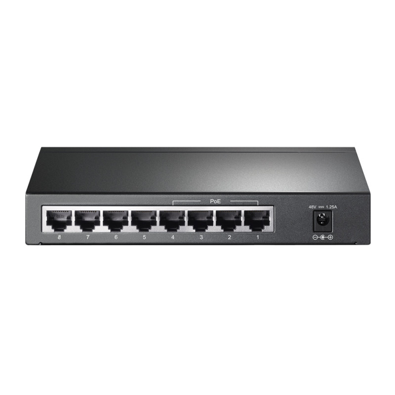 Комутатор TP-LINK TL-SG1008P, 8x100/1000 Mb/s, PoE 65.2W, металевий корпус, некерований