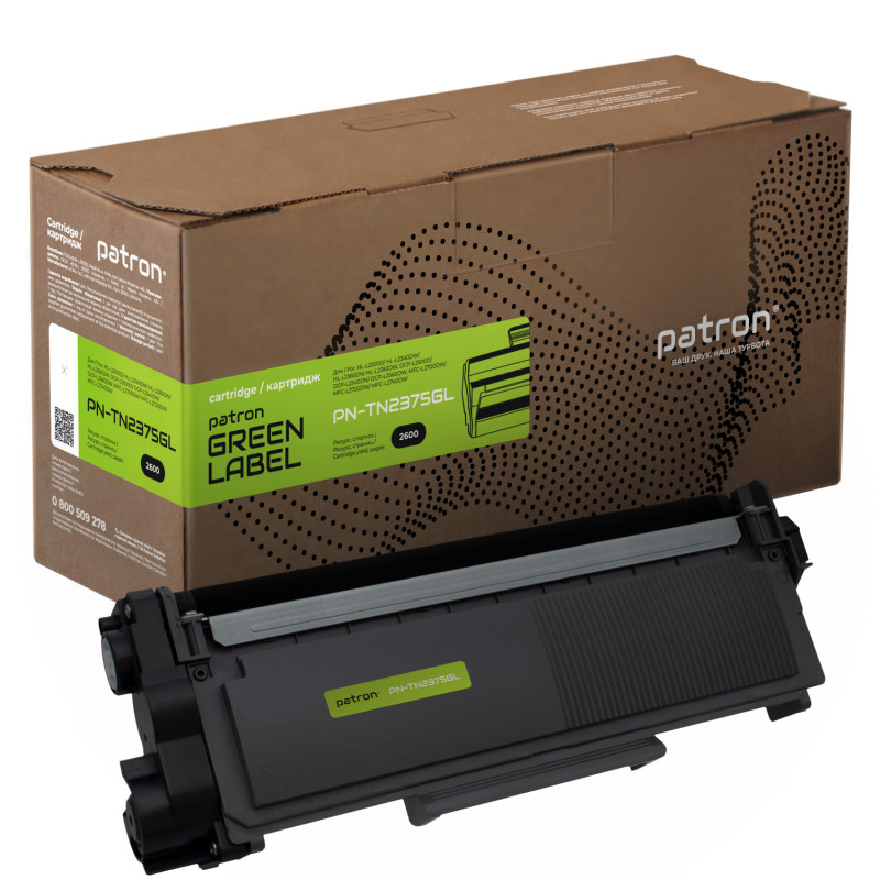 Картридж Brother TN2375, Black, DCP-L2500/L2520/L2540/L2560, HL-L2360/L2365, MFC-L2700/L2720/L2740, 2600 стор, Patron Green (PN-TN2375GL)