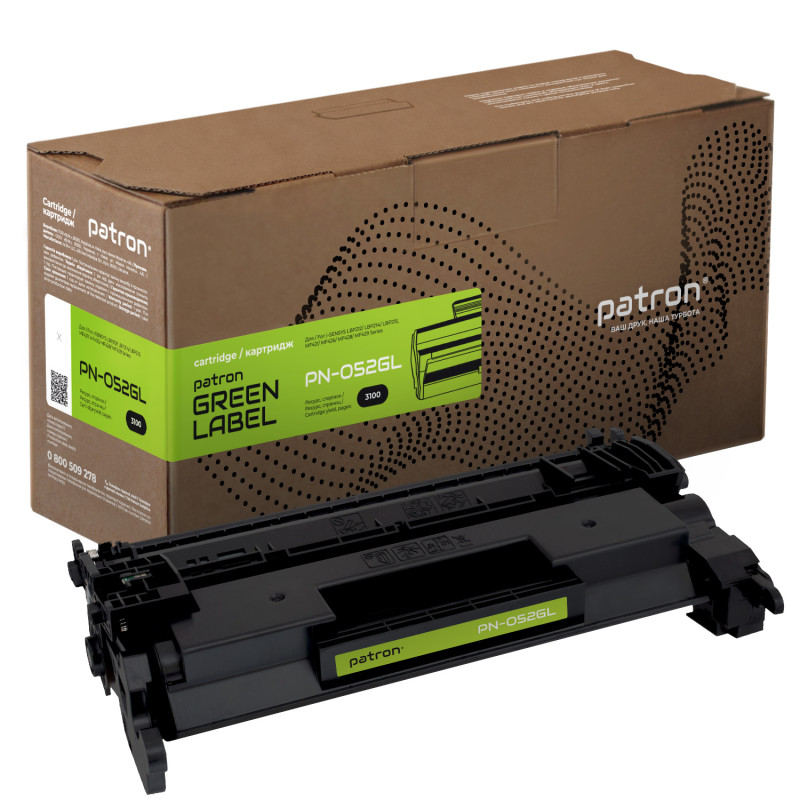Картридж Canon 052, Black, LBP212/214/215, MF421/426/428/429, 3100 стор, Patron Green (PN-052GL)