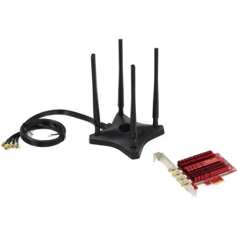 Мережевий адаптер Asus PCE-AC88 802.11a/b/g/n/ac, 4 x R SMA (зовнішня), PCI express