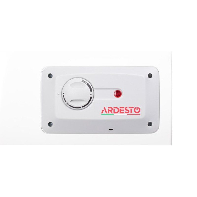 Водонагрівач Ardesto 10/3 (3100839), White, 1200W, 10л, мокрий ТЕН, вертикальний, керування механічне, над мийкою, прямокутний, подача води зверху, терморегулятор, захист від перегріву, індикатор роботи, 36x32.7x36см
