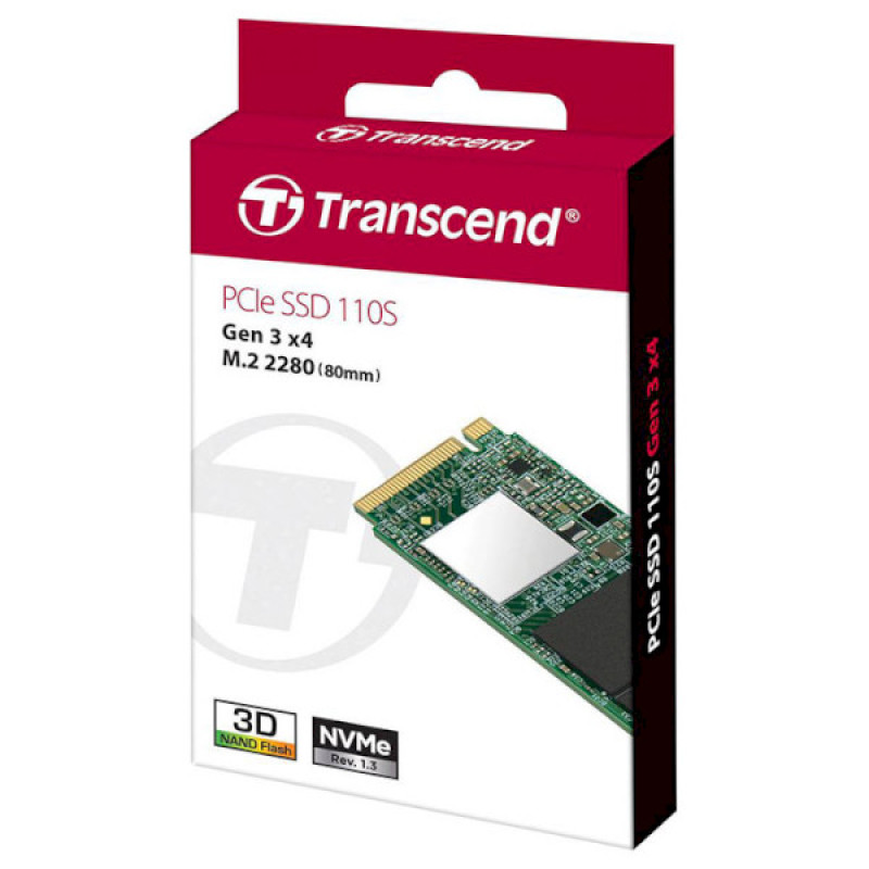 Твердотільний накопичувач M.2 1Tb, Transcend 110S, PCI-E 3.0 x4, 3D TLC, 1700/1400 MB/s (TS1TMTE110S)