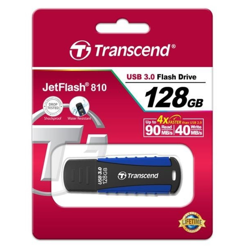 USB 3.0 Flash Drive 128Gb Transcend JetFlash 810, Black/Blue (TS128GJF810)