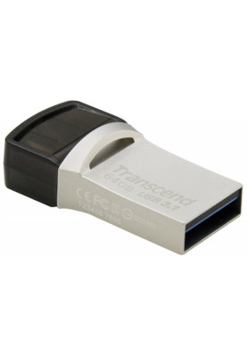 USB 3.1/Type-C Flash Drive 64Gb Transcend JetFlash 890, Black (TS64GJF890S)