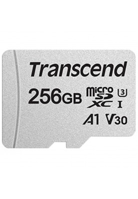 Карта пам'яті microSDXC, 256Gb, Class10 UHS-I U1 A1 V30, Transcend 300S, SD адаптер, R95/W45 (TS256GUSD300S-A)