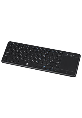 Клавіатура бездротова 2E KT100, Black, з вбудованим тачпадом, підтримка Android/SmartTV, USB, до 10 м, 2xAAA (2E-KT100WB)
