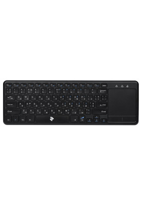 Клавіатура бездротова 2E KT100, Black, з вбудованим тачпадом, підтримка Android/SmartTV, USB, до 10 м, 2xAAA (2E-KT100WB)