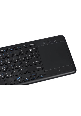 Клавіатура бездротова 2E KT100, Black, з вбудованим тачпадом, підтримка Android/SmartTV, USB, до 10 м, 2xAAA (2E-KT100WB)