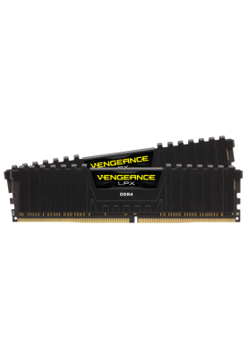 Пам'ять 8Gb x 2 (16Gb Kit) DDR4, 3600 MHz, Corsair Vengeance LPX, Black, 18-22-22-42, 1.35V, з радіатором (CMK16GX4M2Z3600C18)