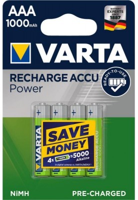 Акумулятор AAA, 1000 mAh, Varta Rechargeable Accu, 4 шт, 1.2V, Blister (05703301404)