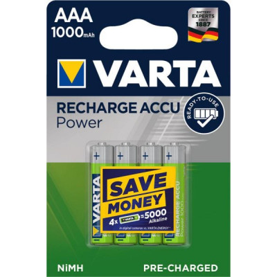 Акумулятор AAA, 1000 mAh, Varta Rechargeable Accu, 4 шт, 1.2V, Blister (05703301404)