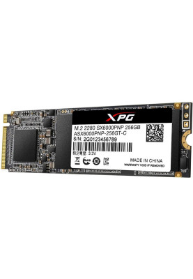 Твердотільний накопичувач M.2 256Gb, ADATA XPG SX6000 Pro, PCI-E 3.0 x4, 3D TLC, 2100/1200 MB/s (ASX6000PNP-256GT-C)