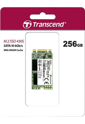 Твердотільний накопичувач M.2 256Gb, Transcend 430S, SATA3, 3D TLC, 530/400 MB/s, формат 2242 (42 мм) (TS256GMTS430S)