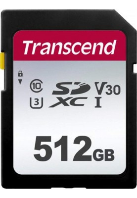 Карта пам'яті SDXC, 512Gb, Сlass10 UHS-I U3 V30, Transcend 300S (TS512GSDC300S)